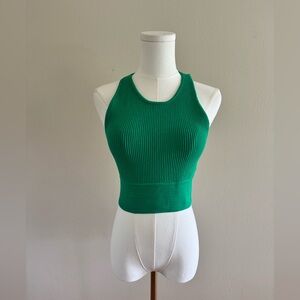 House of Harlow 1960 Green Ribbed Cropped Tank
